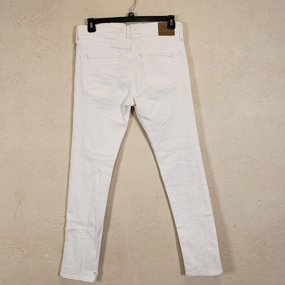 Abercrombie 90s Athletic Skinny Ripped White Jeans Men’s 32x30 Distressed VTGg - Picture 6 of 8